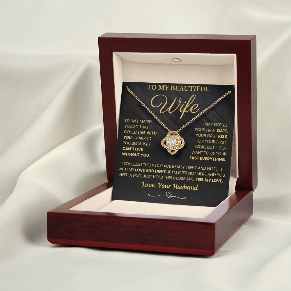 Gift for Wife "I Can't Live Without You" Gold Knot Necklace - Serbachi