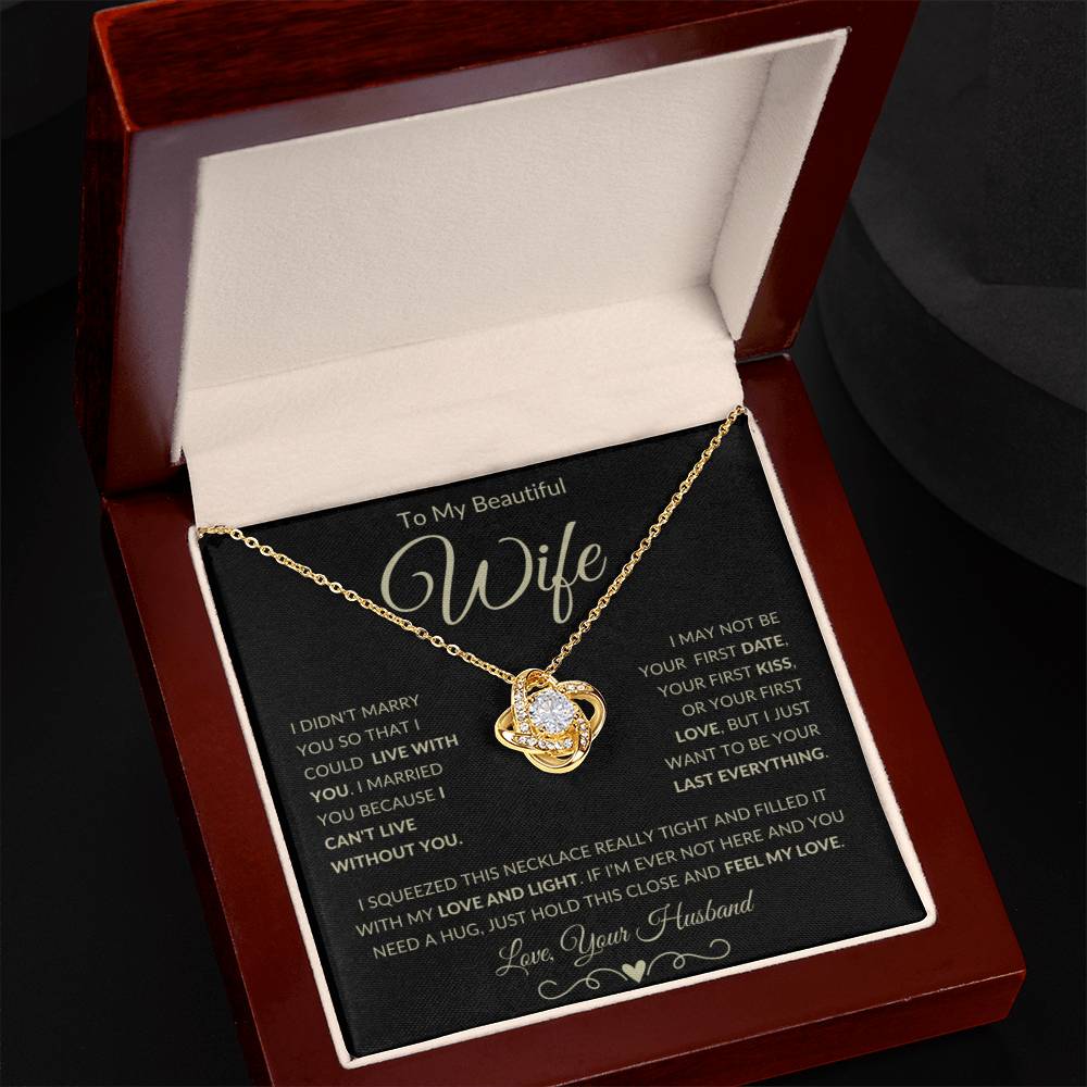 Gift for Wife "I Can't Live Without You" Gold Knot Necklace - Serbachi