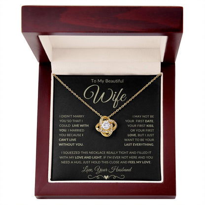 Gift for Wife "I Can't Live Without You" Gold Knot Necklace - Serbachi