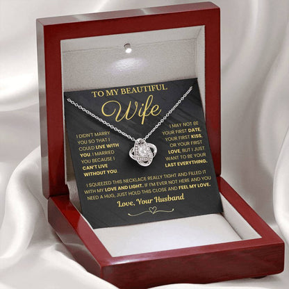 Gift for Wife "I Can't Live Without You" Gold Knot Necklace - Serbachi