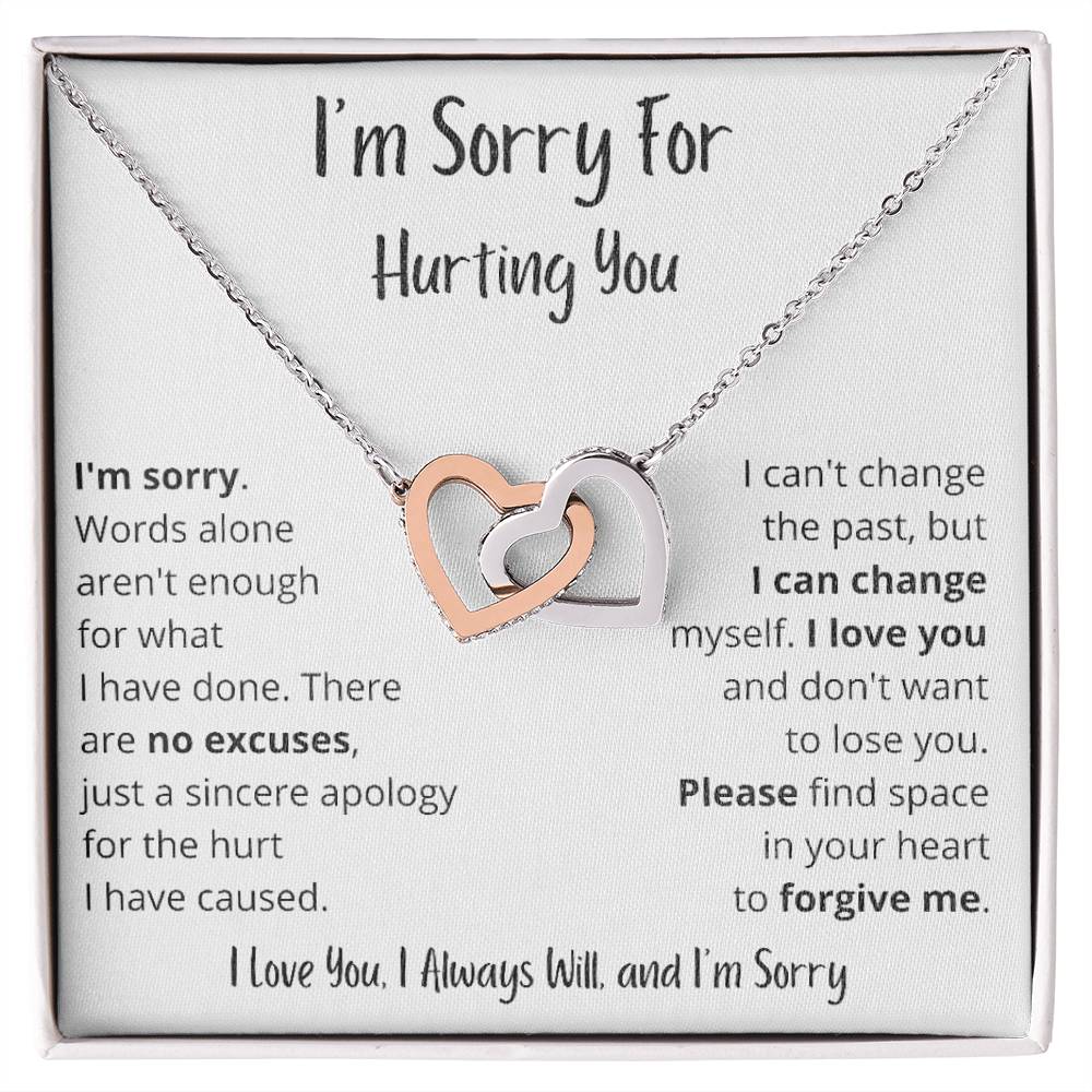 I'm Sorry - Words alone aren't enough - Interlocking Hearts Necklace - Serbachi