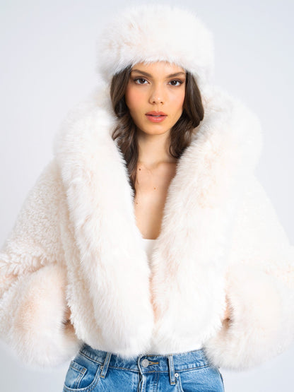 Kali Luxe White Fur Hood Jacket - Serbachi