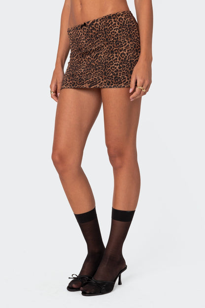 Leopard Print Mini Skirt - Serbachi