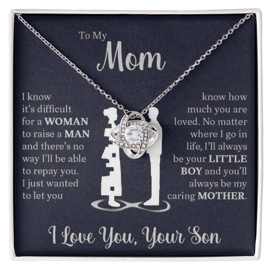 To My Mom - I Know It's Difficult | Love Knot Necklace - Serbachi