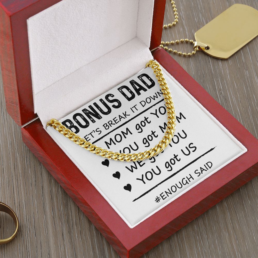 Amazing Bonus Dad Cuban Chain Necklace, Father Necklace Father's Day Gift, Christian Gift For Dad, Father Son Necklace - Serbachi