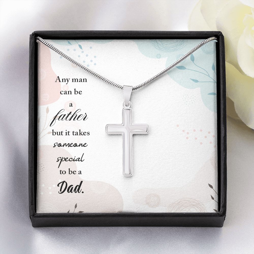 Any man can be a father Dad Cross Necklace, Father Cross Necklace Father's Day Gift, Christian Gift For Dad, Father Son Cross Necklace - Serbachi