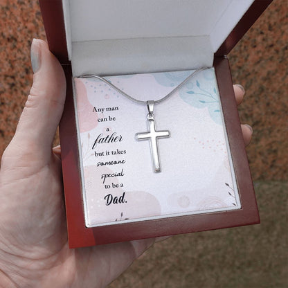 Any man can be a father Dad Cross Necklace, Father Cross Necklace Father's Day Gift, Christian Gift For Dad, Father Son Cross Necklace - Serbachi