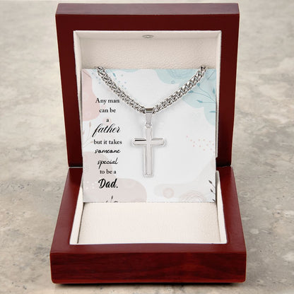Any man can be a father Dad Cross Necklace, Father Necklace Father's Day Gift, Christian Gift For Dad, Father Son Cross Necklace - Serbachi