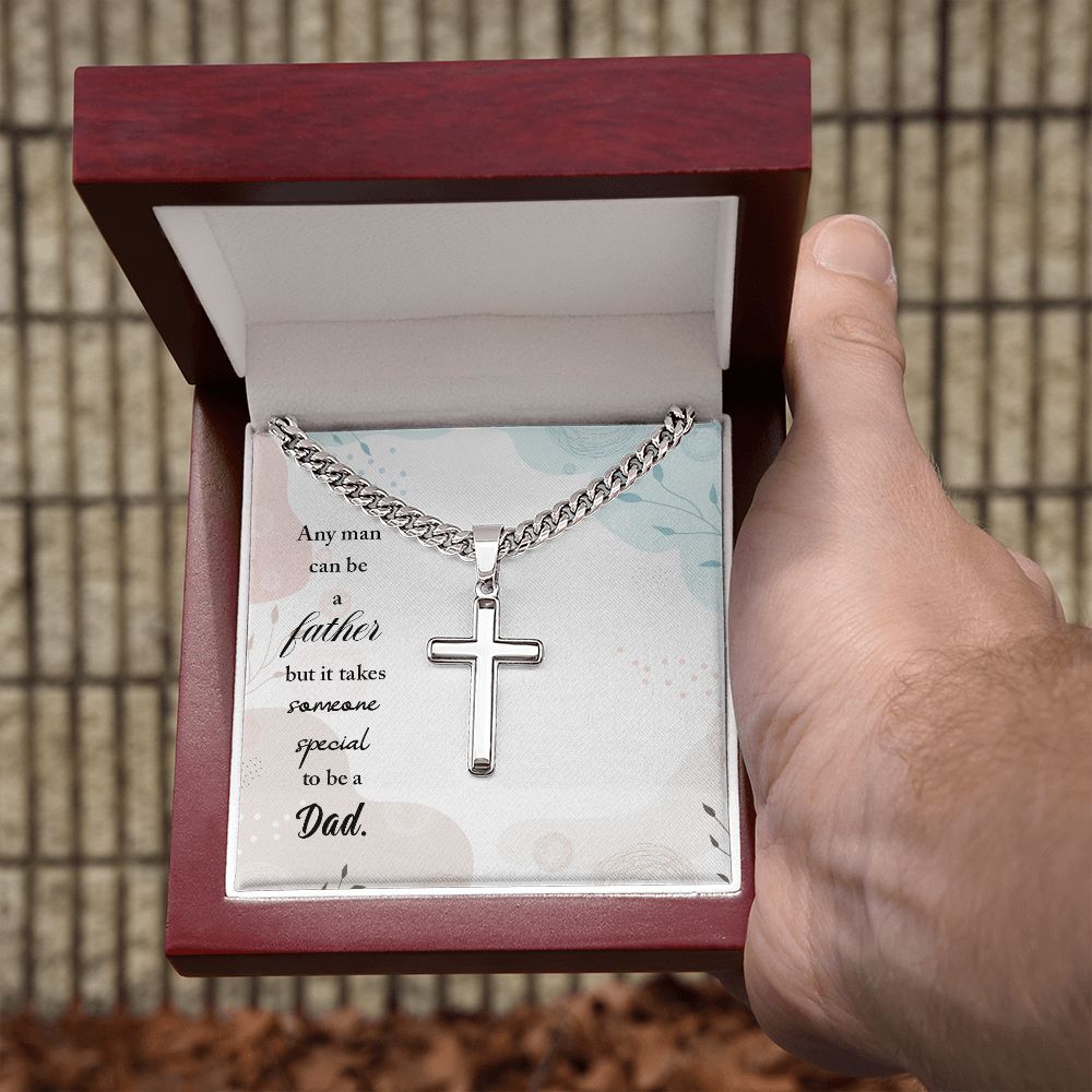 Any man can be a father Dad Cross Necklace, Father Necklace Father's Day Gift, Christian Gift For Dad, Father Son Cross Necklace - Serbachi