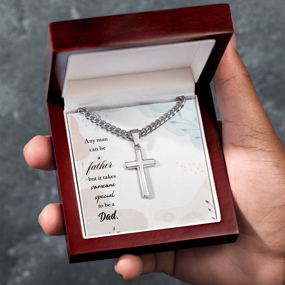 Any man can be a father Personalized Dad Cross Necklace, Father Necklace Father's Day Gift, Christian Gift For Dad, Father Son Necklace - Serbachi