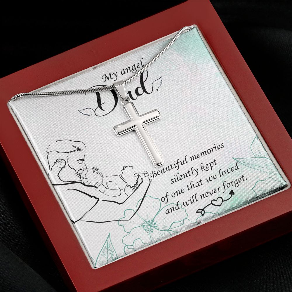 Beautiful memories Dad Cross Necklace, Father Cross Necklace Father's Day Gift, Christian Gift For Dad, Father Son Cross Necklace - Serbachi