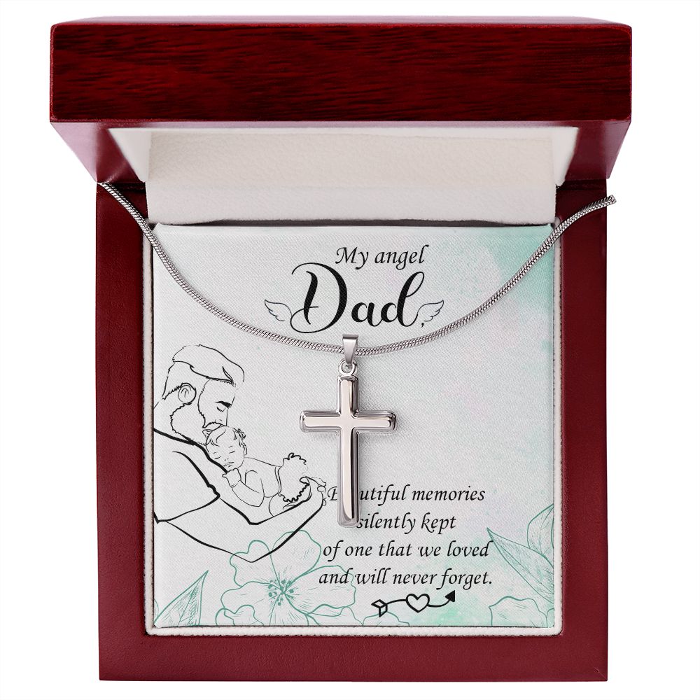 Beautiful memories Dad Cross Necklace, Father Cross Necklace Father's Day Gift, Christian Gift For Dad, Father Son Cross Necklace - Serbachi