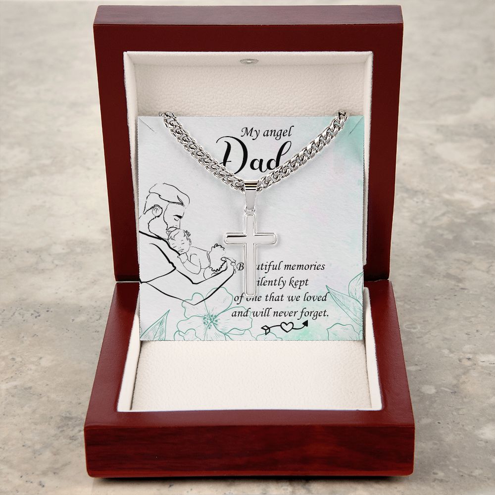 Beautiful memories Dad Cross Necklace, Father Necklace Father's Day Gift, Christian Gift For Dad, Father Son Cross Necklace - Serbachi