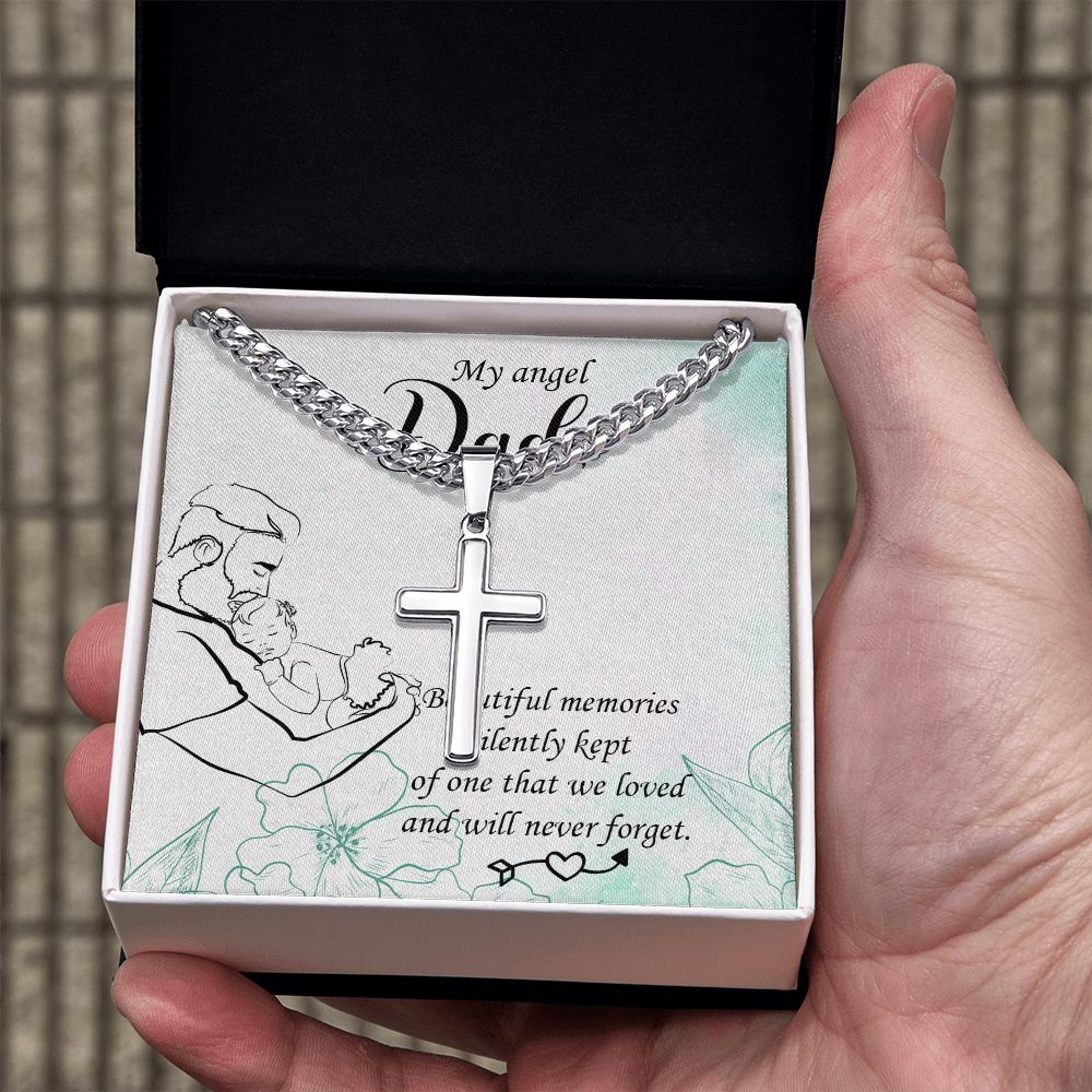Beautiful memories Dad Cross Necklace, Father Necklace Father's Day Gift, Christian Gift For Dad, Father Son Cross Necklace - Serbachi