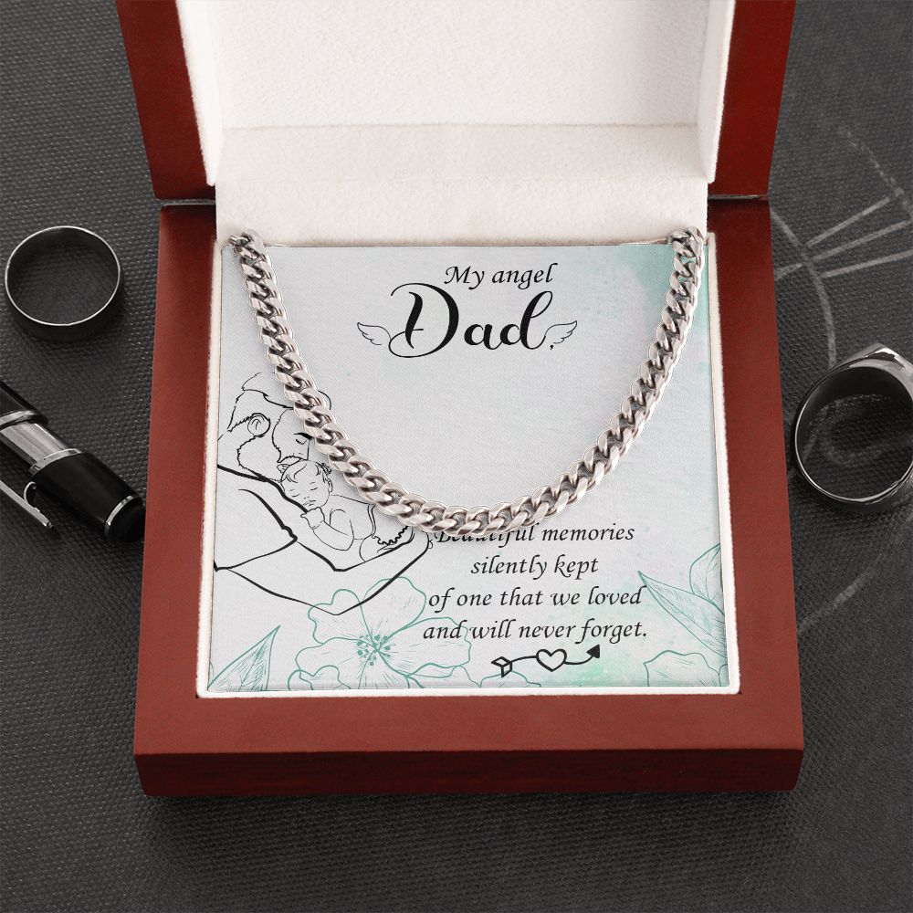 Beautiful memories Dad Cuban Chain Necklace, Father Necklace Father's Day Gift, Christian Gift For Dad, Father Son Necklace - Serbachi