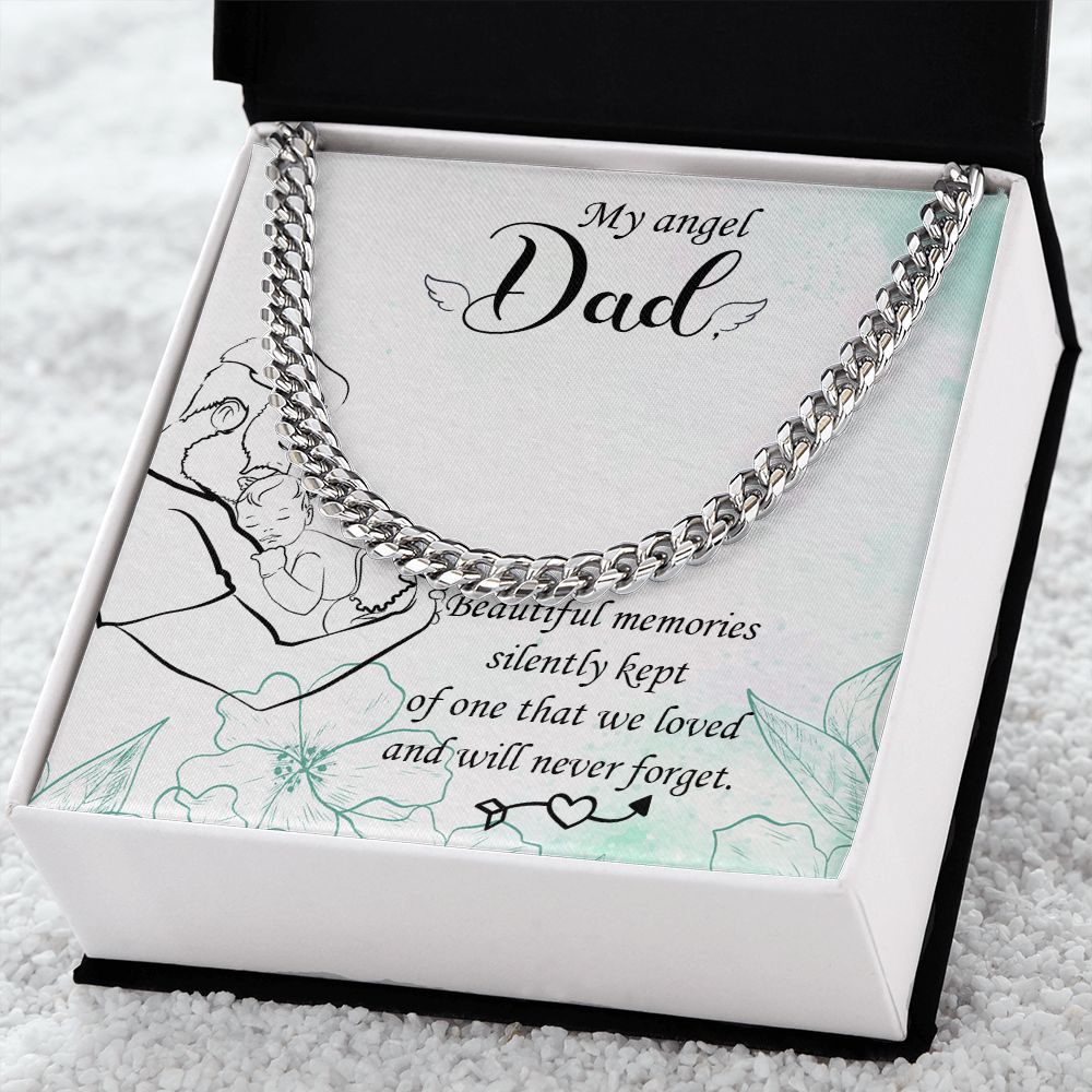 Beautiful memories Dad Cuban Chain Necklace, Father Necklace Father's Day Gift, Christian Gift For Dad, Father Son Necklace - Serbachi