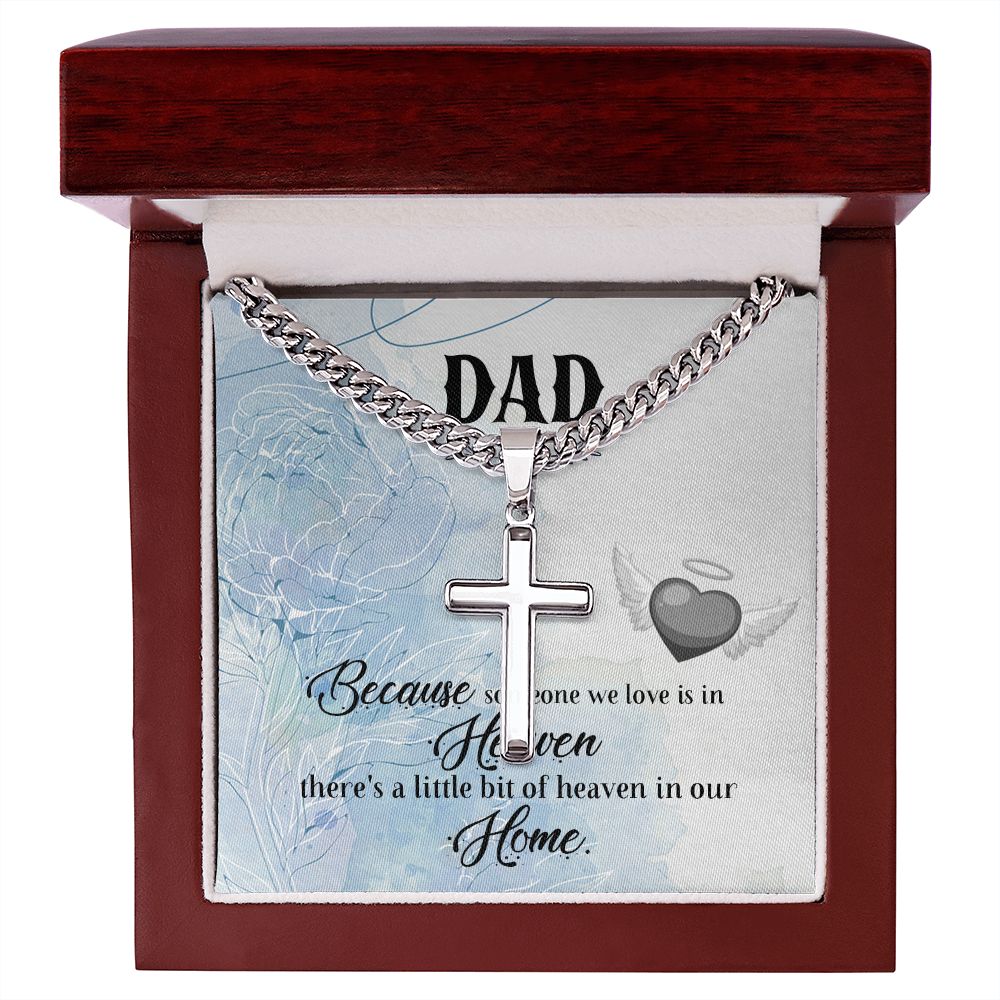 Because someone we love Personalized Dad Cross Necklace, Father Necklace Father's Day Gift, Christian Gift For Dad, Father Son Necklace - Serbachi