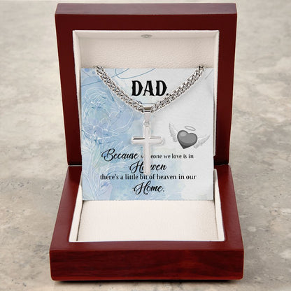 Because someone we love Personalized Dad Cross Necklace, Father Necklace Father's Day Gift, Christian Gift For Dad, Father Son Necklace - Serbachi