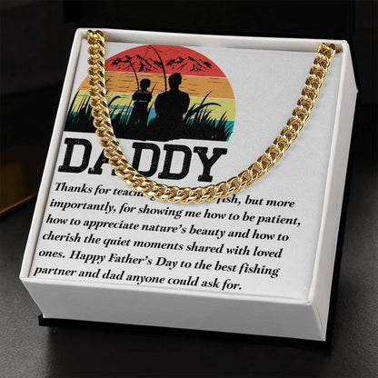 Best Fishing Dad Cuban Chain Necklace, Father Necklace Father's Day Gift, Christian Gift For Dad, Father Son Necklace - Serbachi