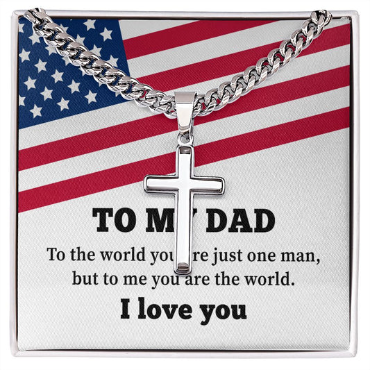 BEst Personalized Dad Cross Necklace, Father Necklace Father's Day Gift, Christian Gift For Dad, Father Son Necklace - Serbachi