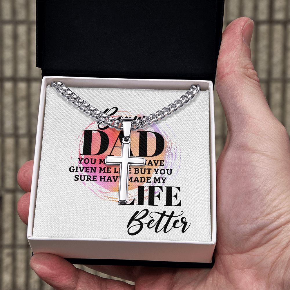 Bonus Dad Cross Necklace, Father Necklace Father's Day Gift, Christian Gift For Dad, Father Son Cross Necklace - Serbachi