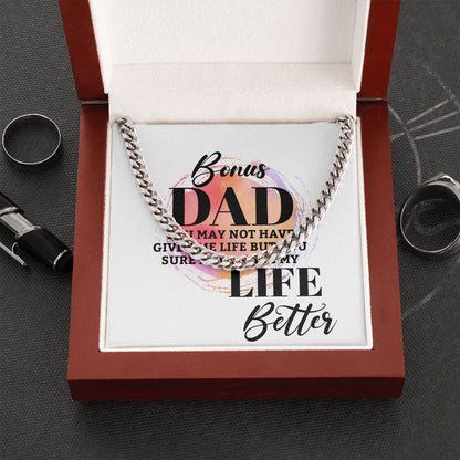 Bonus Dad Cuban Chain Necklace, Father Necklace Father's Day Gift, Christian Gift For Dad, Father Son Necklace - Serbachi