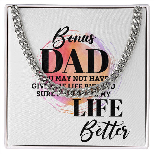 Bonus Dad Cuban Chain Necklace, Father Necklace Father's Day Gift, Christian Gift For Dad, Father Son Necklace - Serbachi