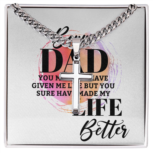 Bonus Personalized Dad Cross Necklace, Father Necklace Father's Day Gift, Christian Gift For Dad, Father Son Necklace - Serbachi
