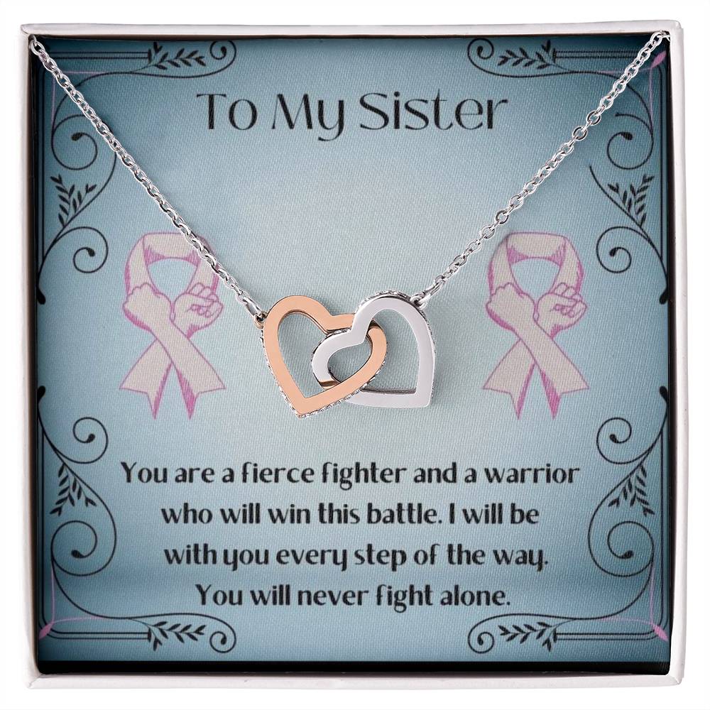 Cancer Gift For Sister, Chemo Gift For Sister, Heart Pendant Cancer Gift, Warrior Gift For Sister, Cancer Fighter Gift For Sister Silver - Serbachi
