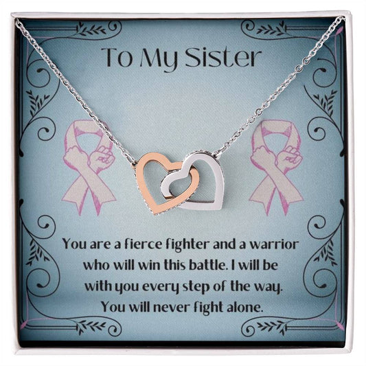 Cancer Gift For Sister, Chemo Gift For Sister, Heart Pendant Cancer Gift, Warrior Gift For Sister, Cancer Fighter Gift For Sister Silver - Serbachi