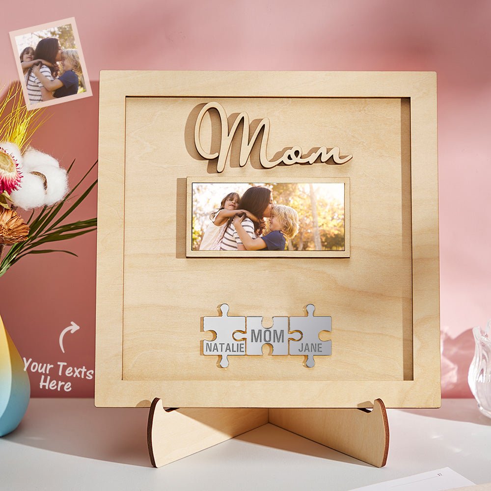 Custom Photo Engraved Ornament Mother's Day Puzzle Wooden Commemorate Gifts - Serbachi