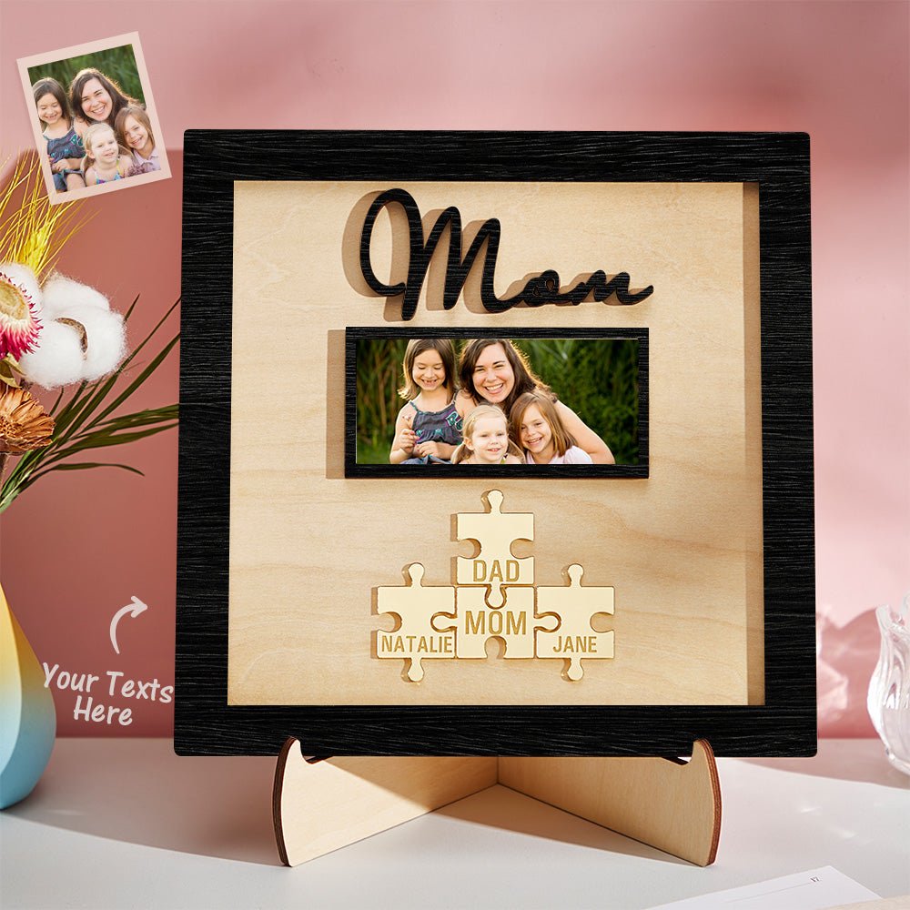 Custom Photo Engraved Ornament Mother's Day Puzzle Wooden Commemorate Gifts - Serbachi