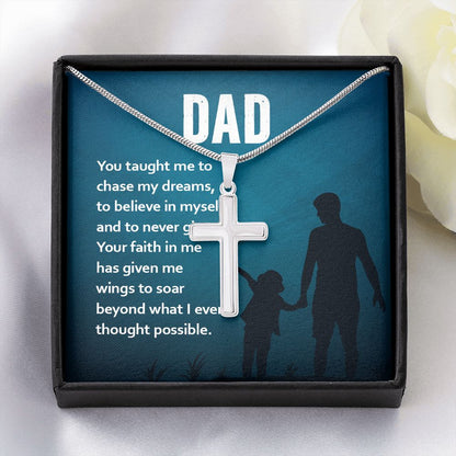 dad - Dad Cross Necklace, Father Cross Necklace Father's Day Gift, Christian Gift For Dad, Father Son Cross Necklace - Serbachi