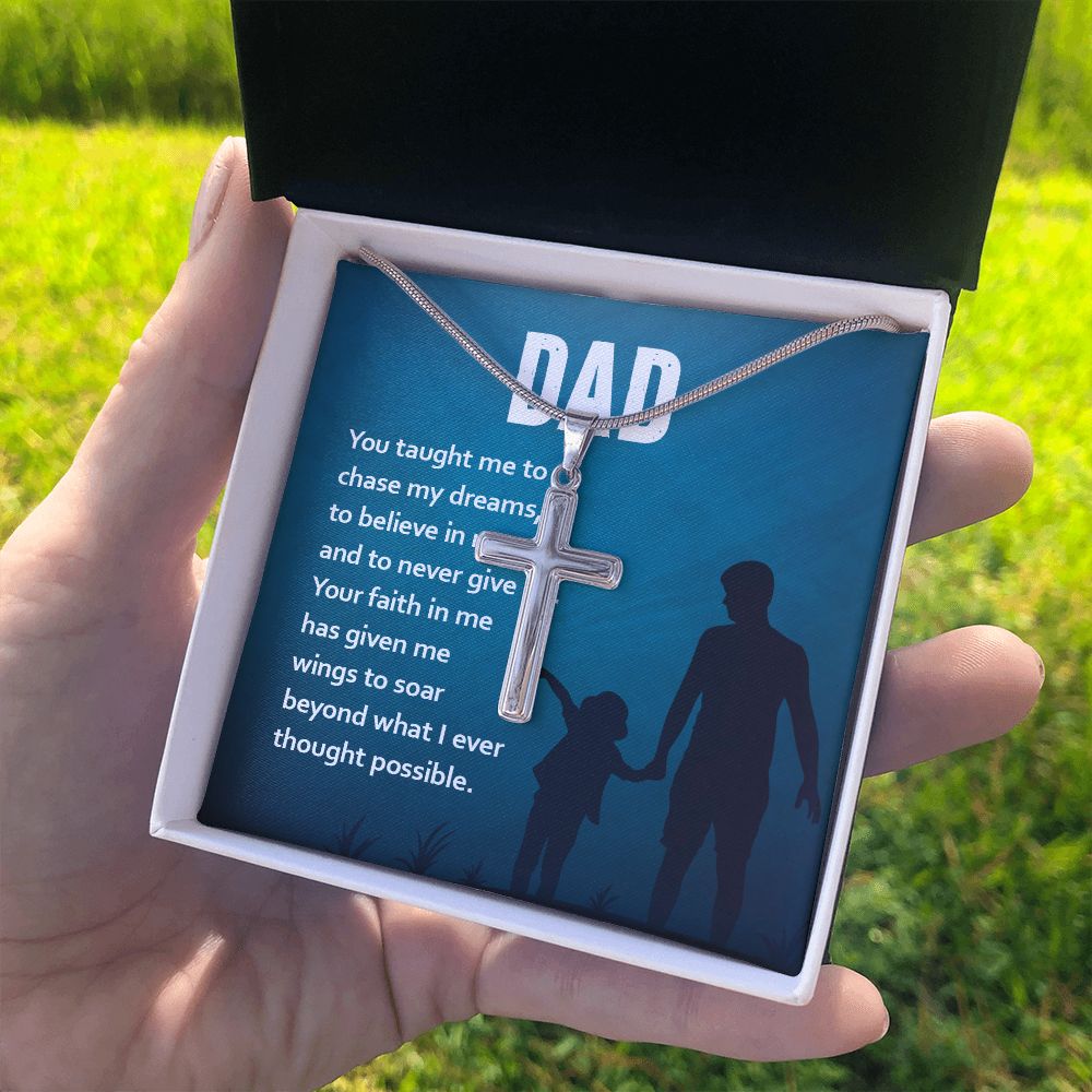 dad - Dad Cross Necklace, Father Cross Necklace Father's Day Gift, Christian Gift For Dad, Father Son Cross Necklace - Serbachi