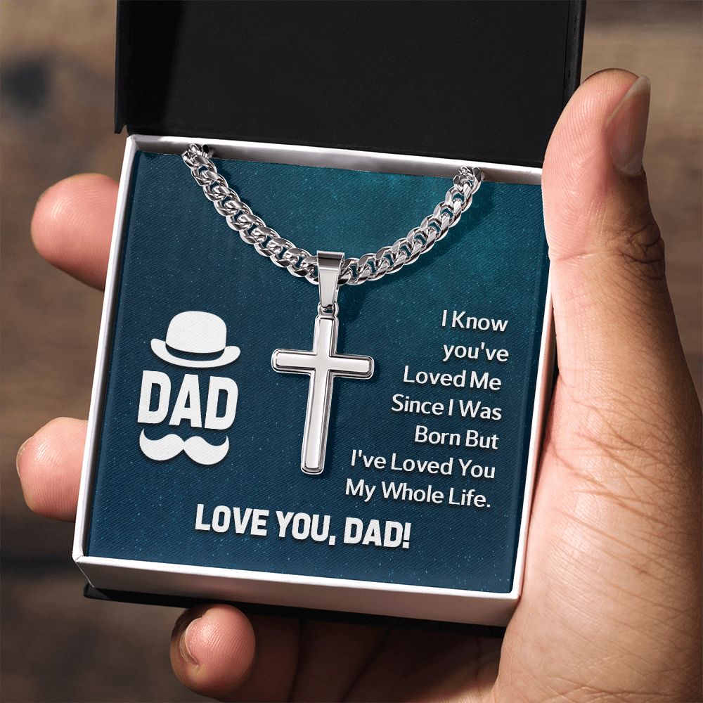 dad - i know Dad Cross Necklace, Father Necklace Father's Day Gift, Christian Gift For Dad, Father Son Cross Necklace - Serbachi