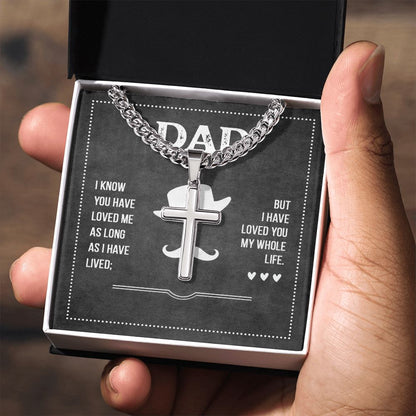 Dad I know you have loved me Dad Cross Necklace, Father Necklace Father's Day Gift, Christian Gift For Dad, Father Son Cross Necklace - Serbachi