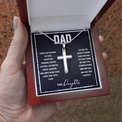 Dad I love you so much Dad Cross Necklace, Father Cross Necklace Father's Day Gift, Christian Gift For Dad, Father Son Cross Necklace - Serbachi