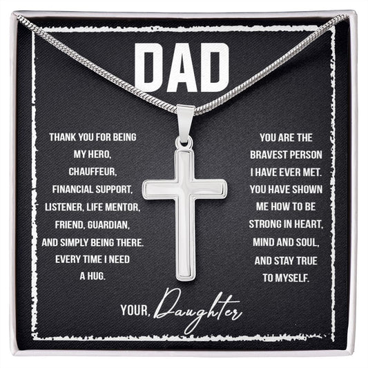 Dad I love you so much Dad Cross Necklace, Father Cross Necklace Father's Day Gift, Christian Gift For Dad, Father Son Cross Necklace - Serbachi