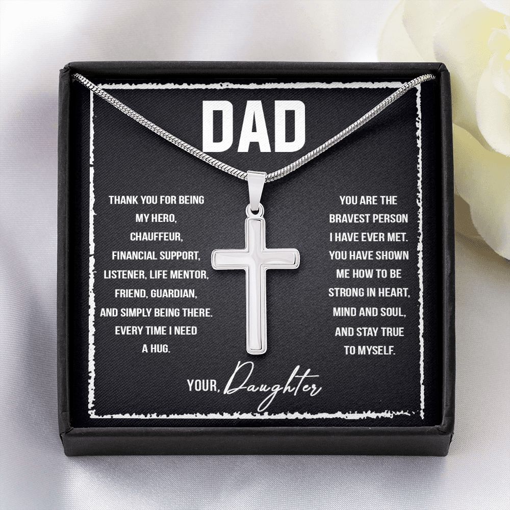 Dad I love you so much Dad Cross Necklace, Father Cross Necklace Father's Day Gift, Christian Gift For Dad, Father Son Cross Necklace - Serbachi