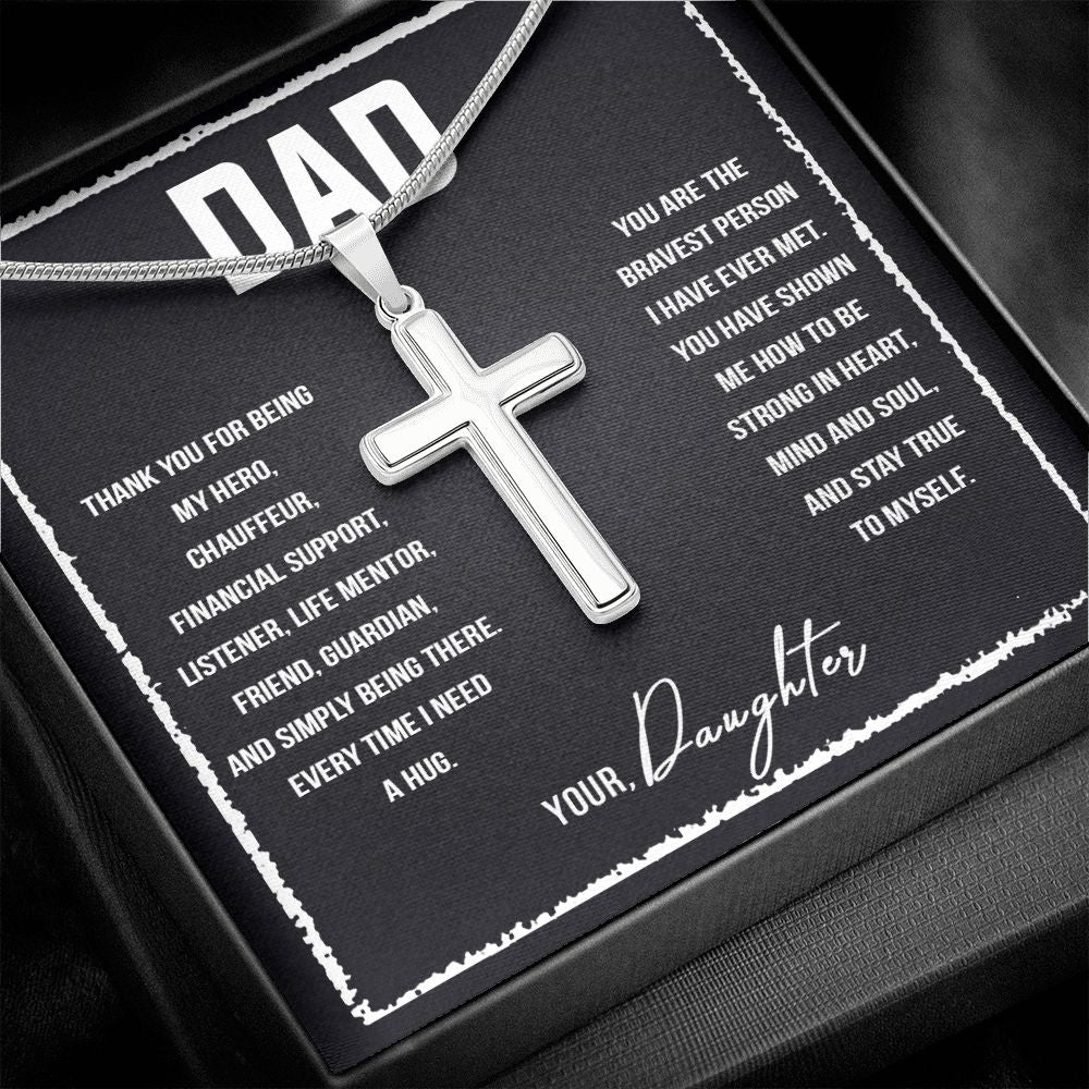 Dad I love you so much Dad Cross Necklace, Father Cross Necklace Father's Day Gift, Christian Gift For Dad, Father Son Cross Necklace - Serbachi