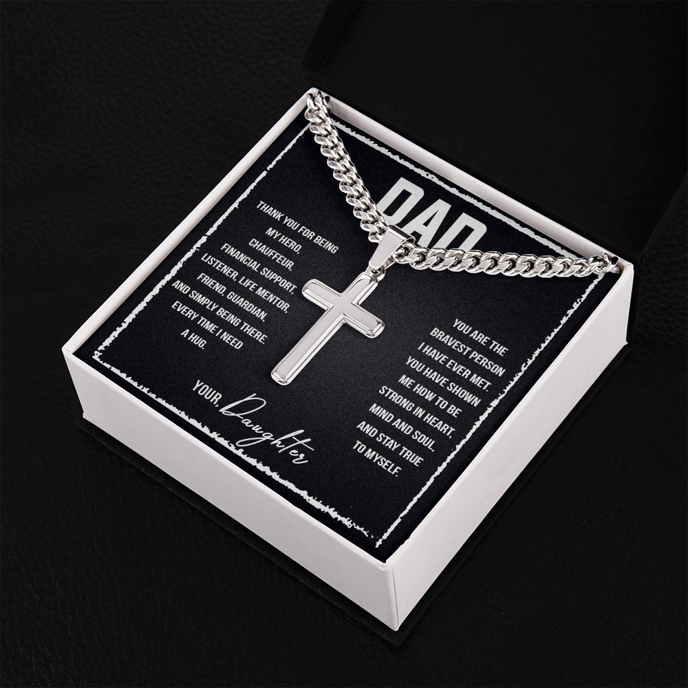 Dad I love you so much Dad Cross Necklace, Father Necklace Father's Day Gift, Christian Gift For Dad, Father Son Cross Necklace - Serbachi