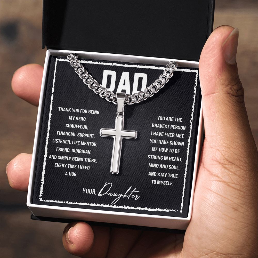 Dad I love you so much Dad Cross Necklace, Father Necklace Father's Day Gift, Christian Gift For Dad, Father Son Cross Necklace - Serbachi