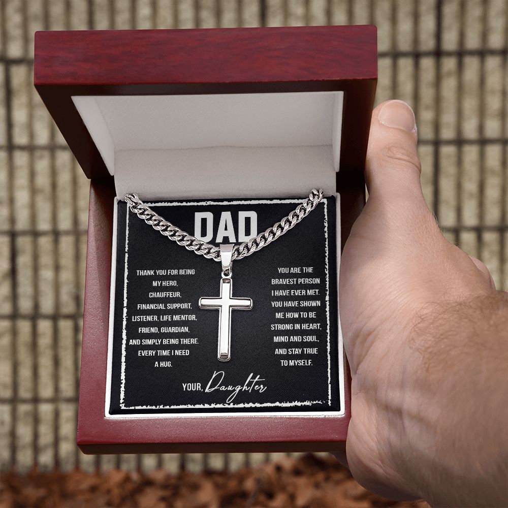 Dad I love you so much Dad Cross Necklace, Father Necklace Father's Day Gift, Christian Gift For Dad, Father Son Cross Necklace - Serbachi