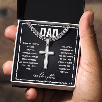 Dad I love you so much Personalized Dad Cross Necklace, Father Necklace Father's Day Gift, Christian Gift For Dad, Father Son Necklace - Serbachi