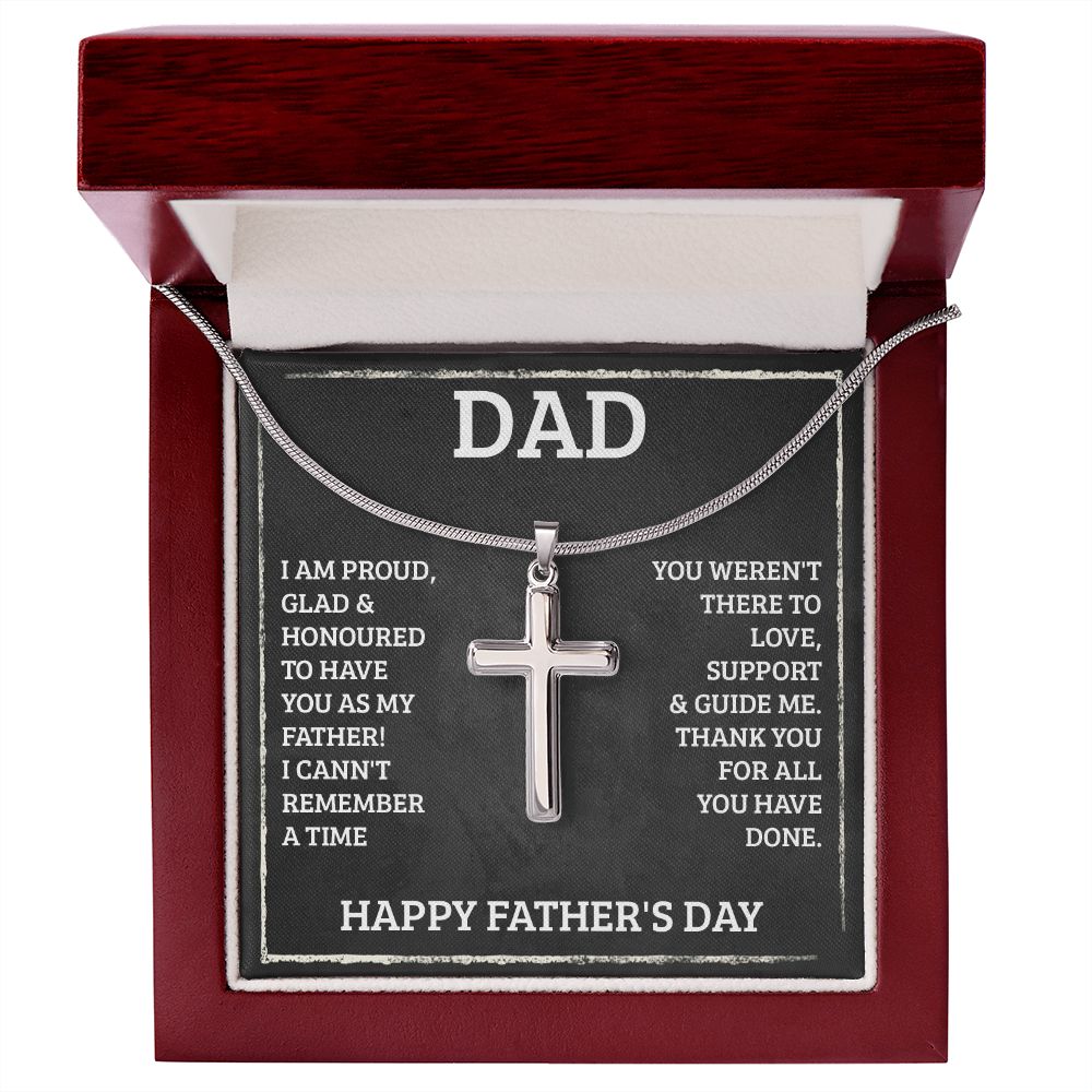 Dad - I'm proud Dad Cross Necklace, Father Cross Necklace Father's Day Gift, Christian Gift For Dad, Father Son Cross Necklace - Serbachi