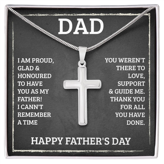 Dad - I'm proud Dad Cross Necklace, Father Cross Necklace Father's Day Gift, Christian Gift For Dad, Father Son Cross Necklace - Serbachi