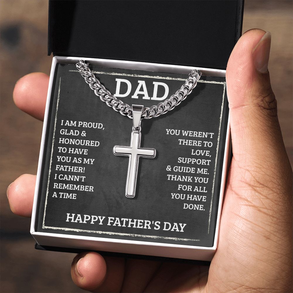 Dad - I'm proud Dad Cross Necklace, Father Necklace Father's Day Gift, Christian Gift For Dad, Father Son Cross Necklace - Serbachi
