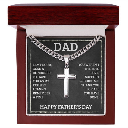 Dad - I'm proud Dad Cross Necklace, Father Necklace Father's Day Gift, Christian Gift For Dad, Father Son Cross Necklace - Serbachi