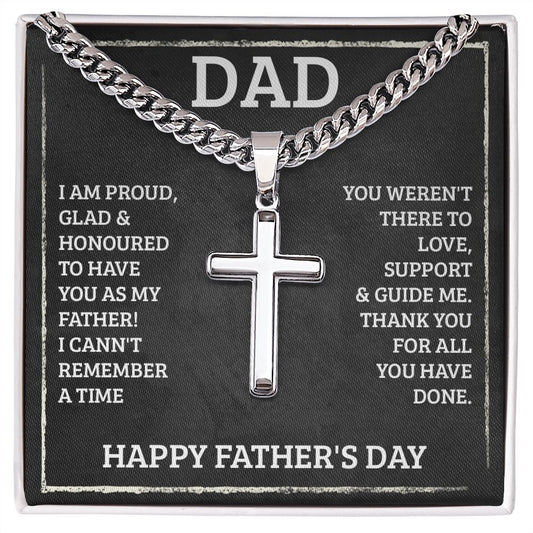 Dad - I'm proud Personalized Dad Cross Necklace, Father Necklace Father's Day Gift, Christian Gift For Dad, Father Son Necklace - Serbachi