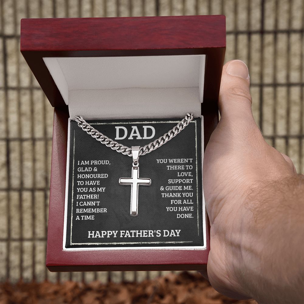 Dad - I'm proud Personalized Dad Cross Necklace, Father Necklace Father's Day Gift, Christian Gift For Dad, Father Son Necklace - Serbachi